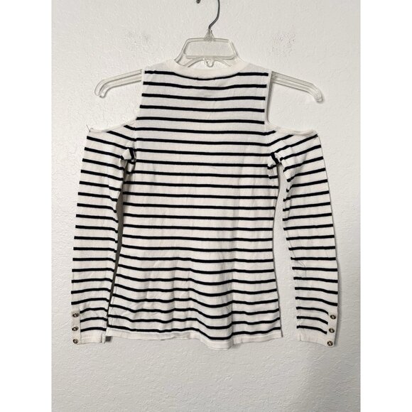 Lilly Pulitzer Lyon Blue/White Striped Cold Shoulder Sweater size S Long Sle EUC - Picture 2 of 5